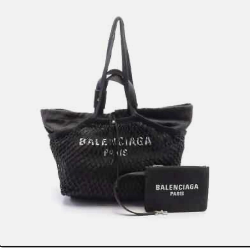 BALENCIAGA Authentic Canvas Fishnet Tote